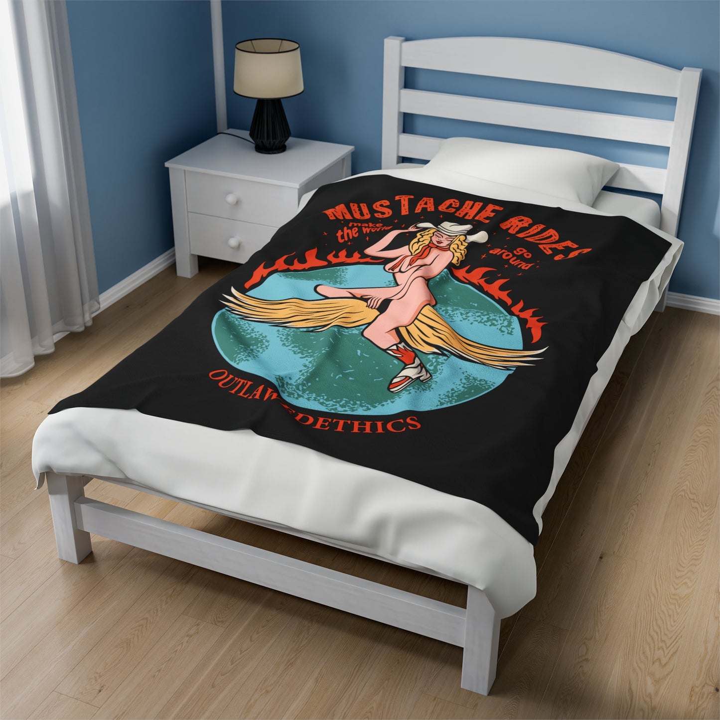 Mustache Rides Make The World Go Around Velveteen Plush Blanket