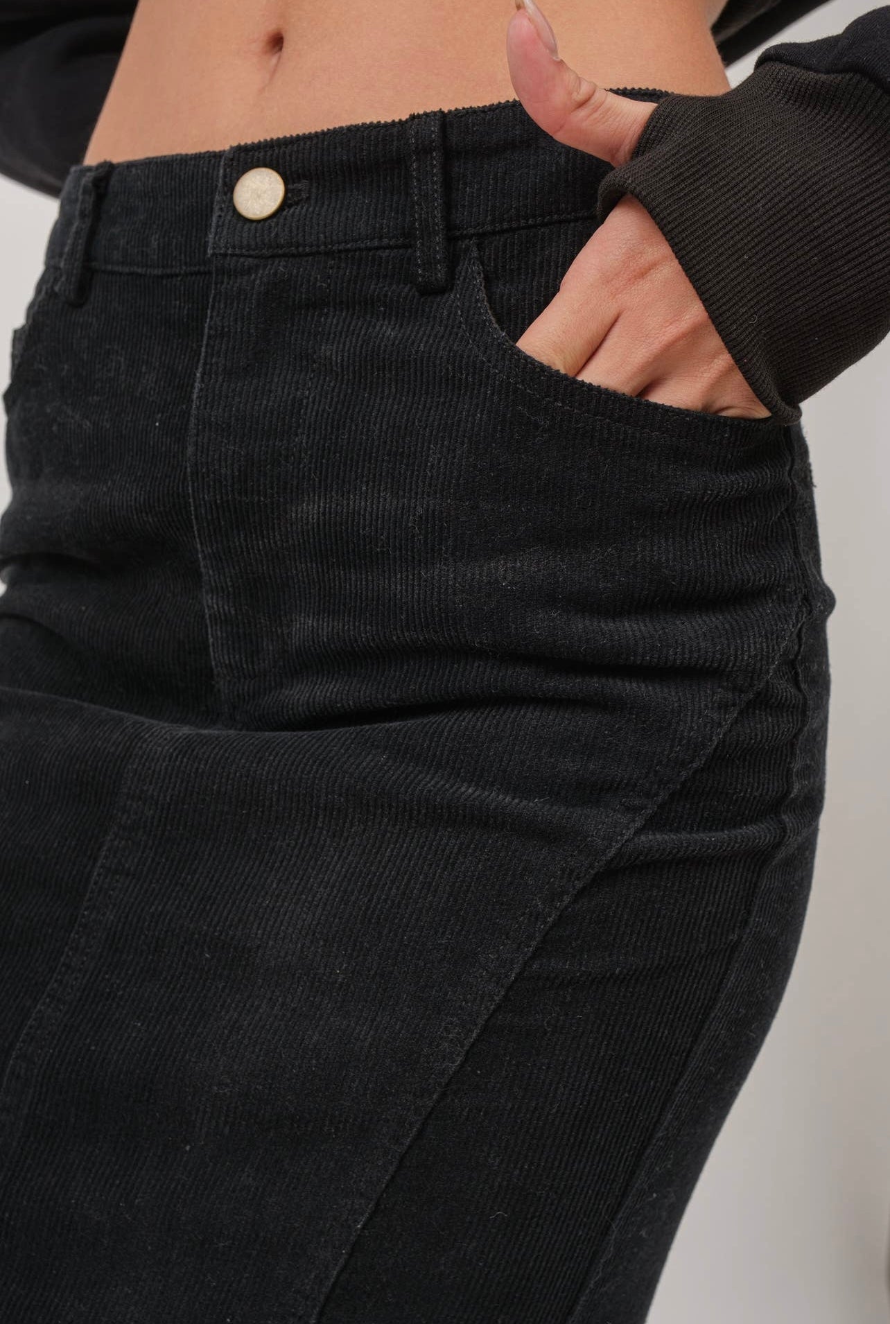 Monroe Black Corduroy Maxi Skirt