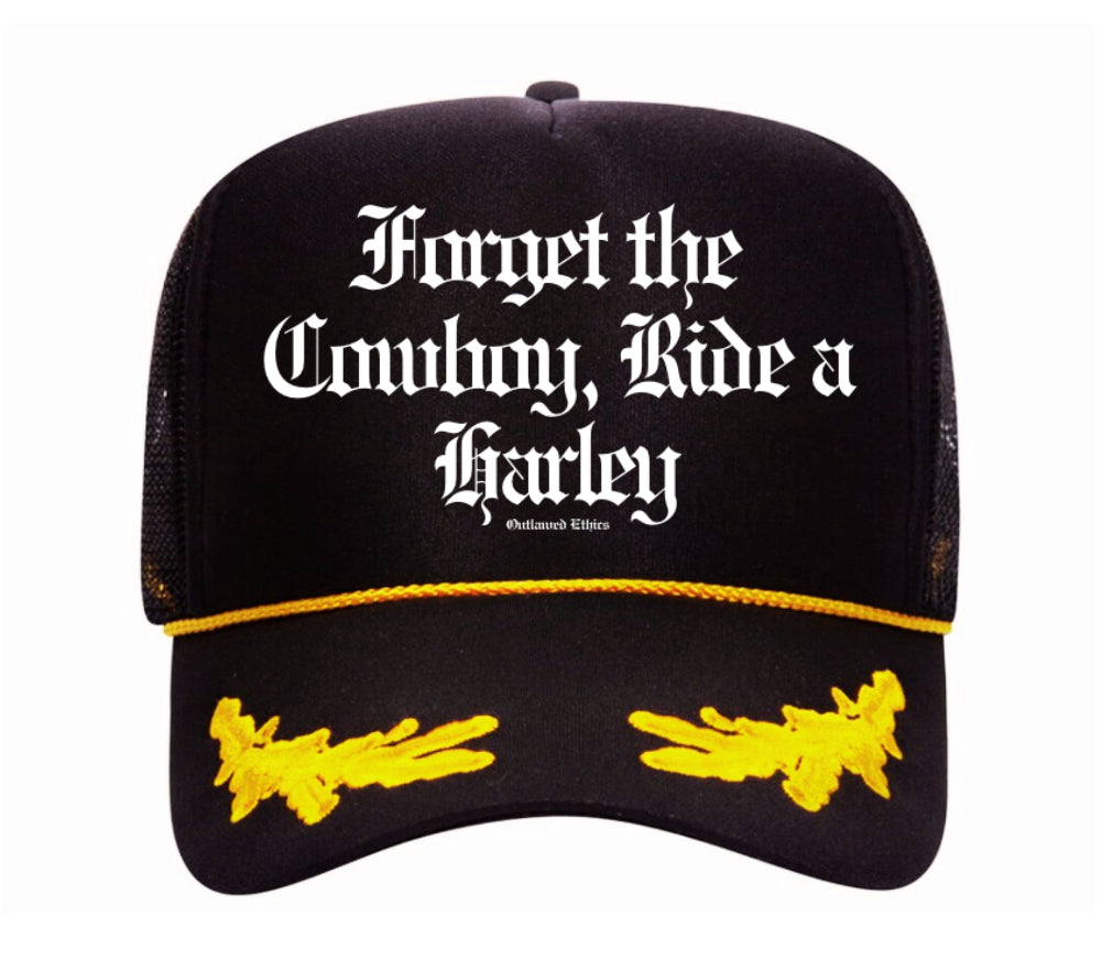 Forget the cowboy, ride a Harley oak leaf trucker hat
