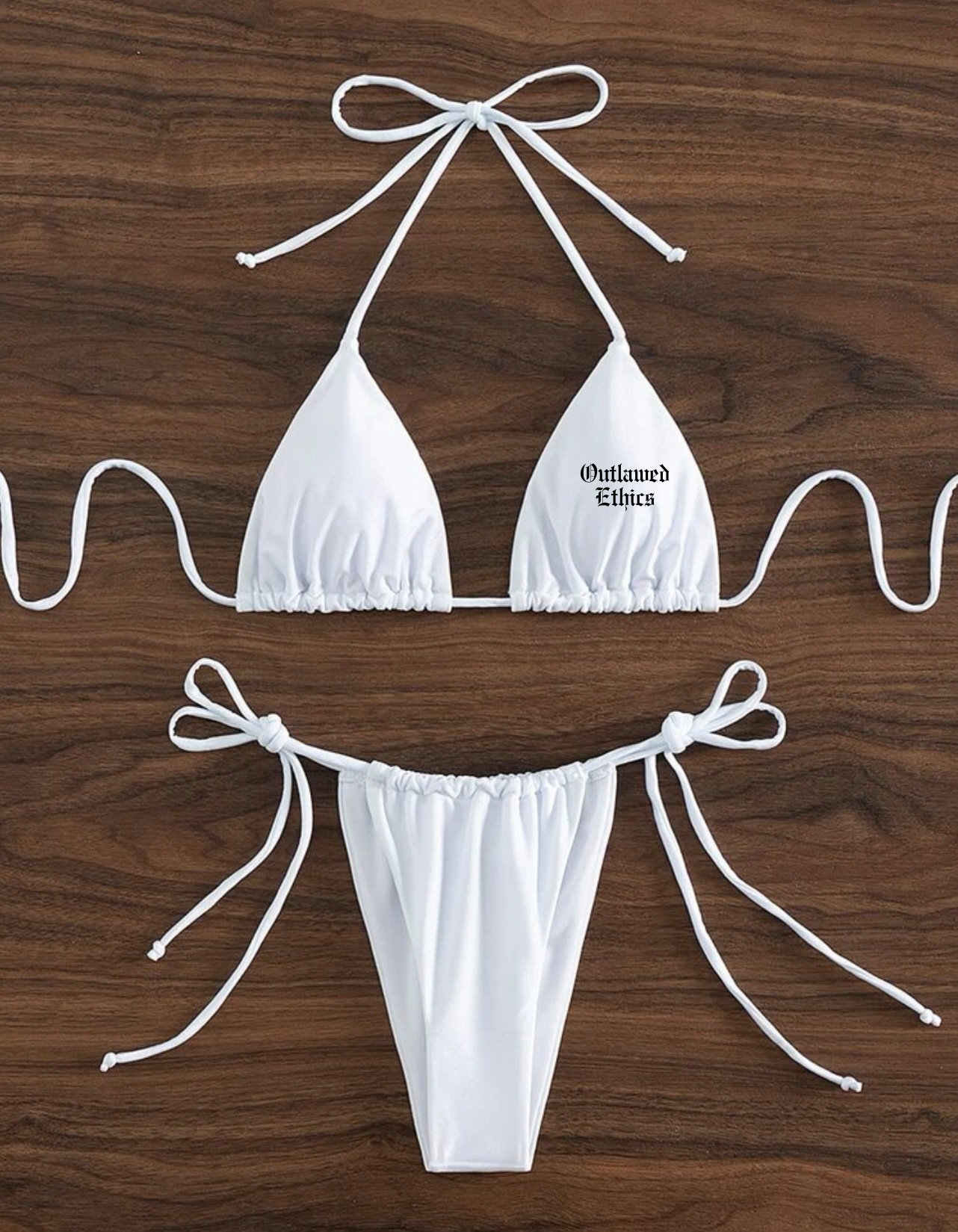 OE White Halter Triangle Bikini
