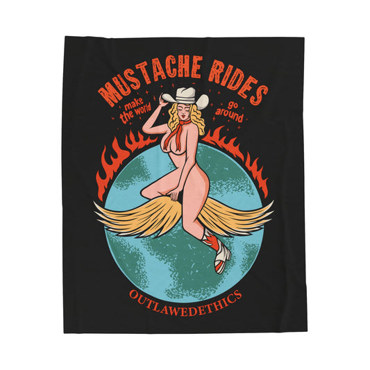 Mustache Rides Make The World Go Around Velveteen Plush Blanket