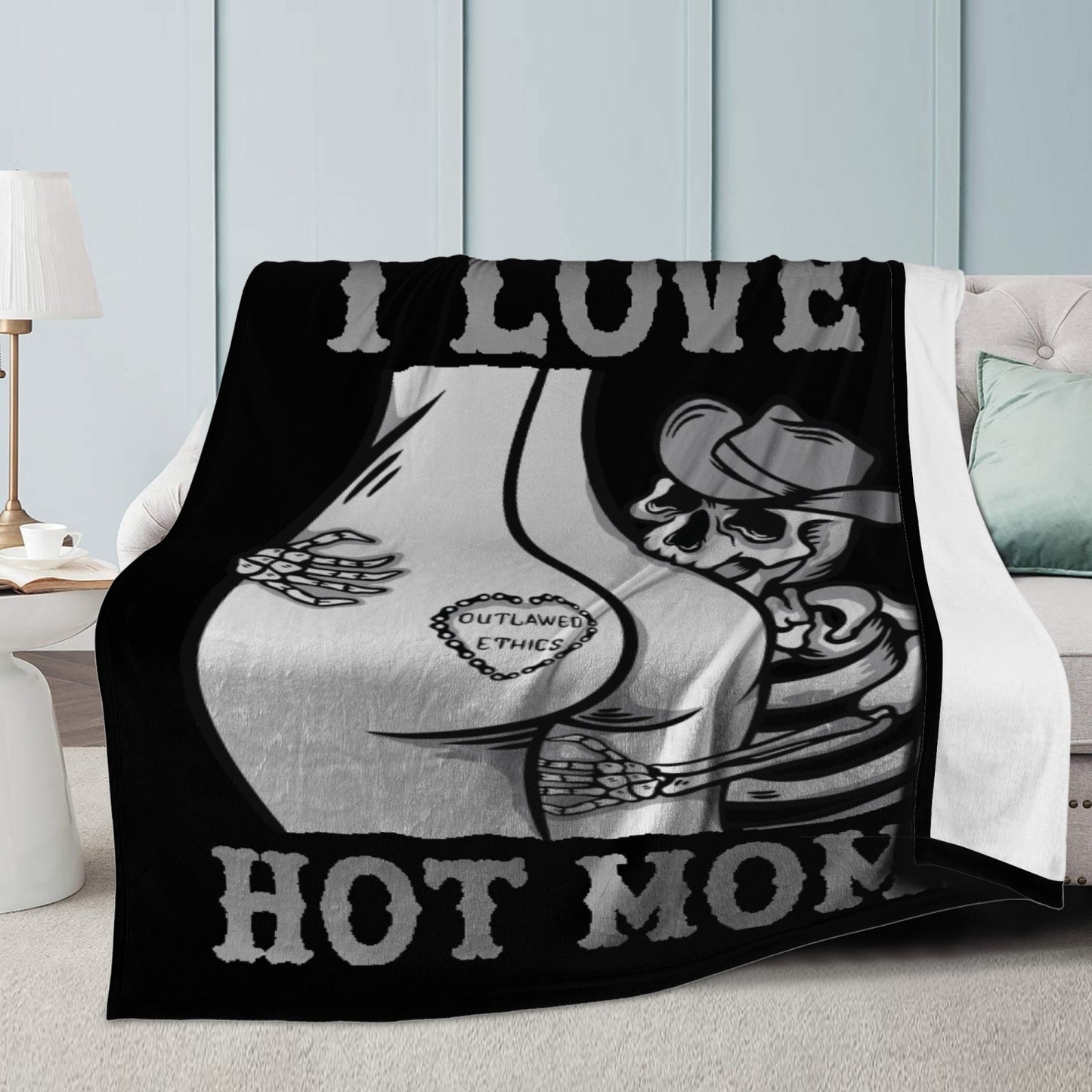 I Love Hot Moms Fleece Blanket