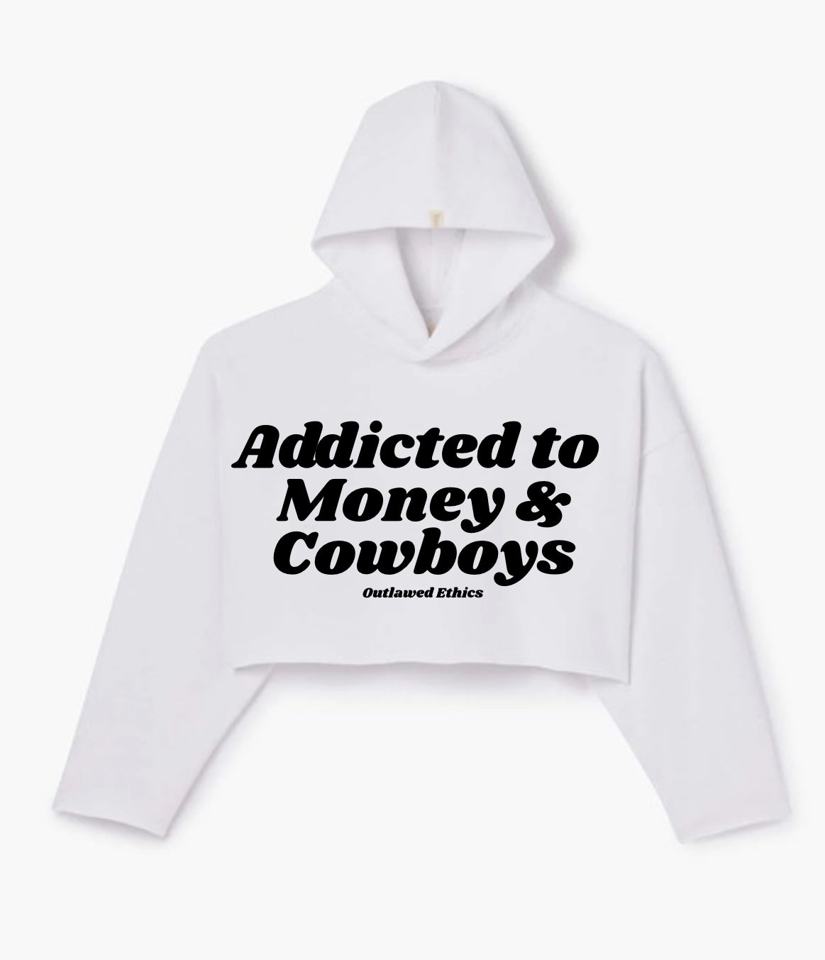 Addicted to money & cowboys cropped hoodie