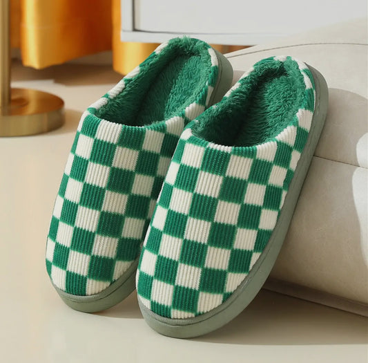 Green Checkered Slippers