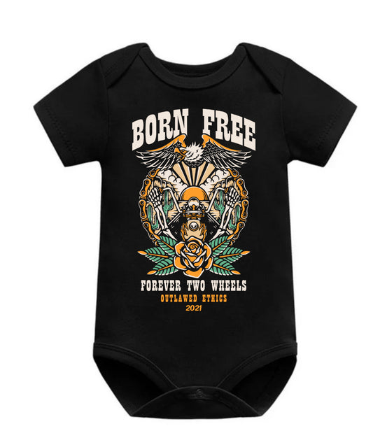 BORN FREE FOREVER TWO WHEELS ONESIE