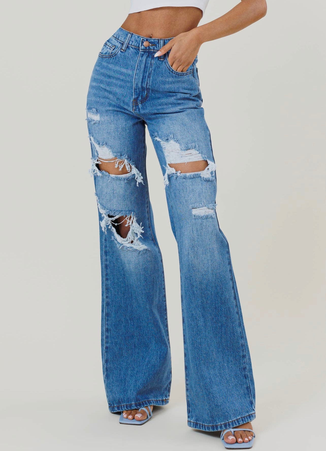 Dixie Distressed Flare Jeans