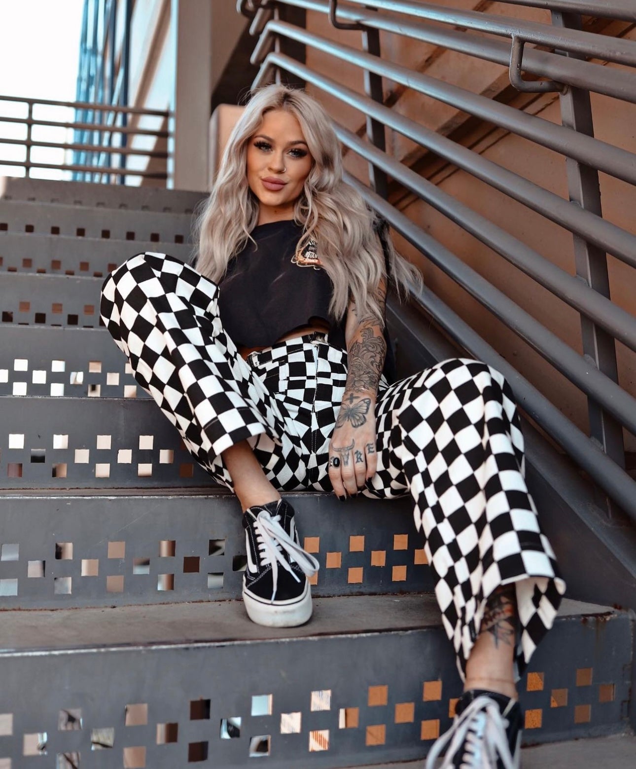 Demin Checkered Pants