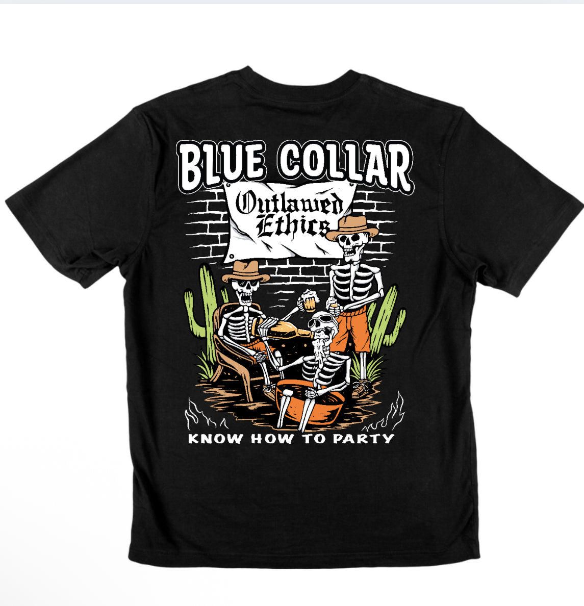 Blue collar know how to party graphic tee