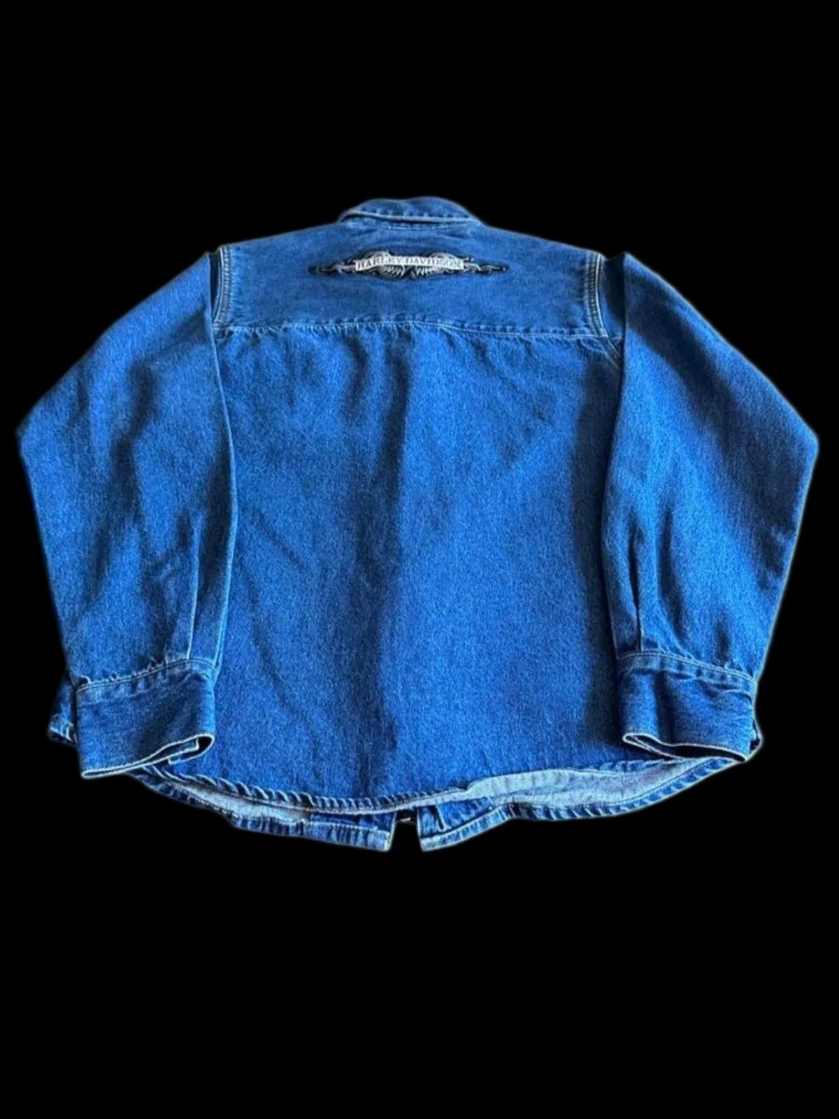 OA Vintage Harley Davidson Zip Jean Jacket XS