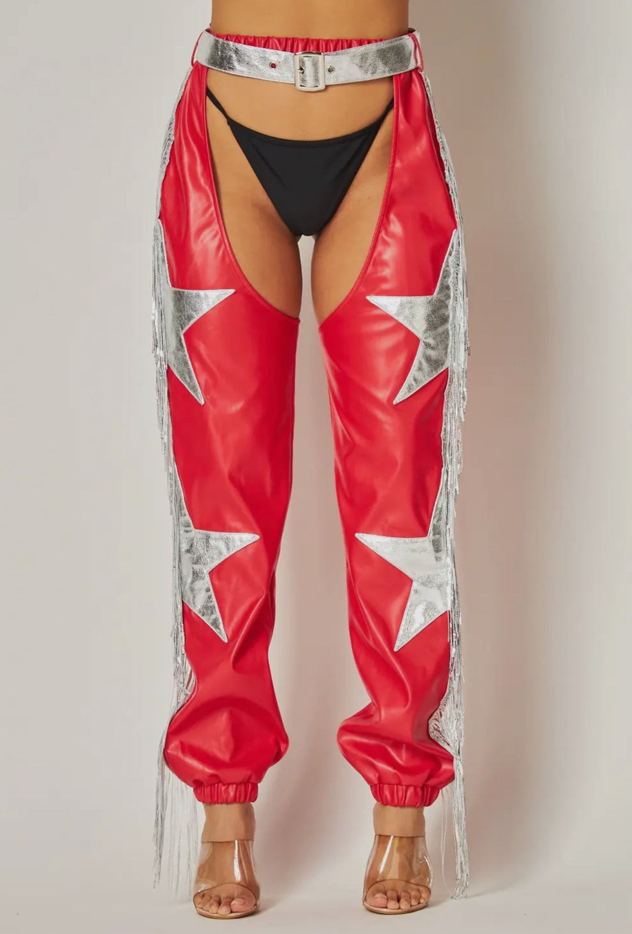 Cherry Red Leather Chaps