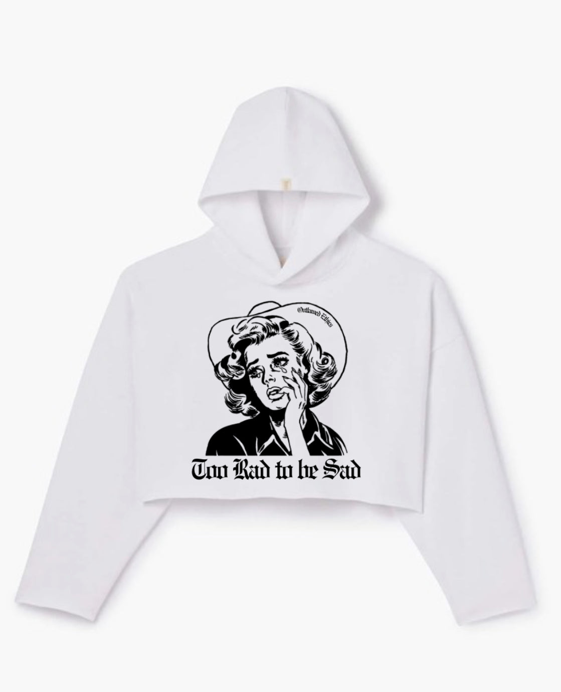 Too rad to be sad cropped hoodie