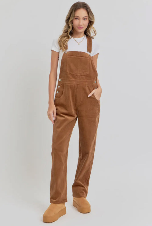 Browned corduroy overalls