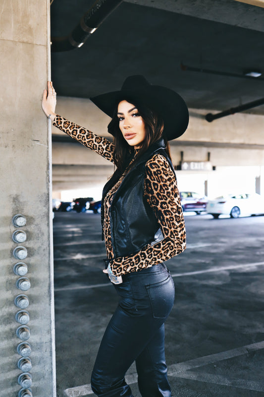 Leopard Mesh Long Sleeve Top