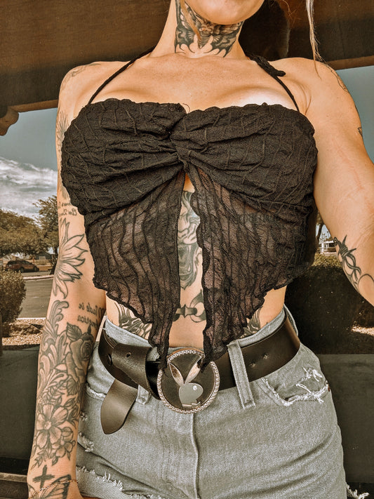 Nova Black Lace open front top