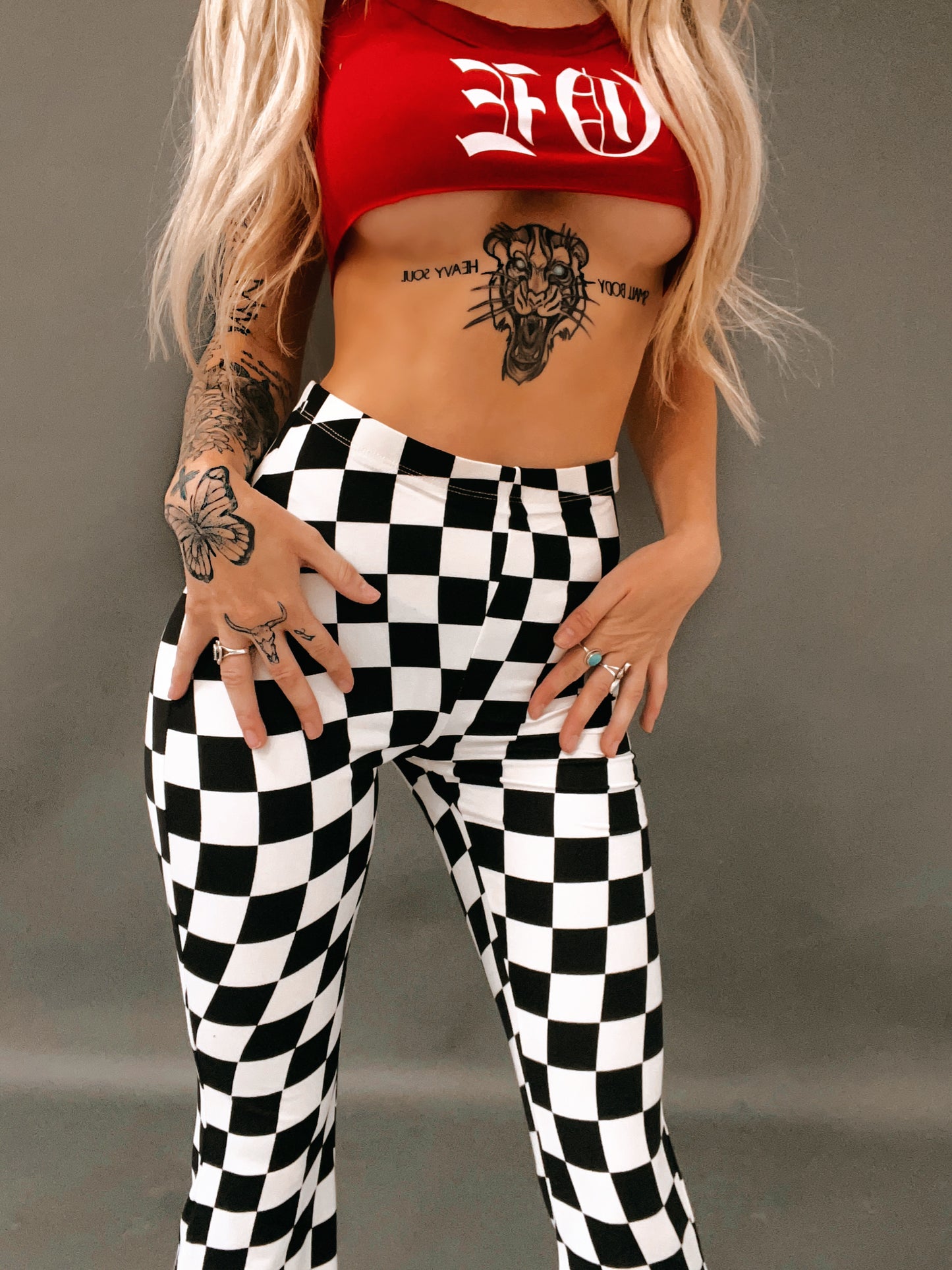 Beg To Differ Checkered Flare Pants