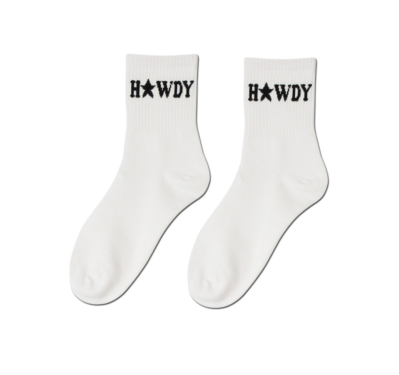 OE White Howdy Crew Socks