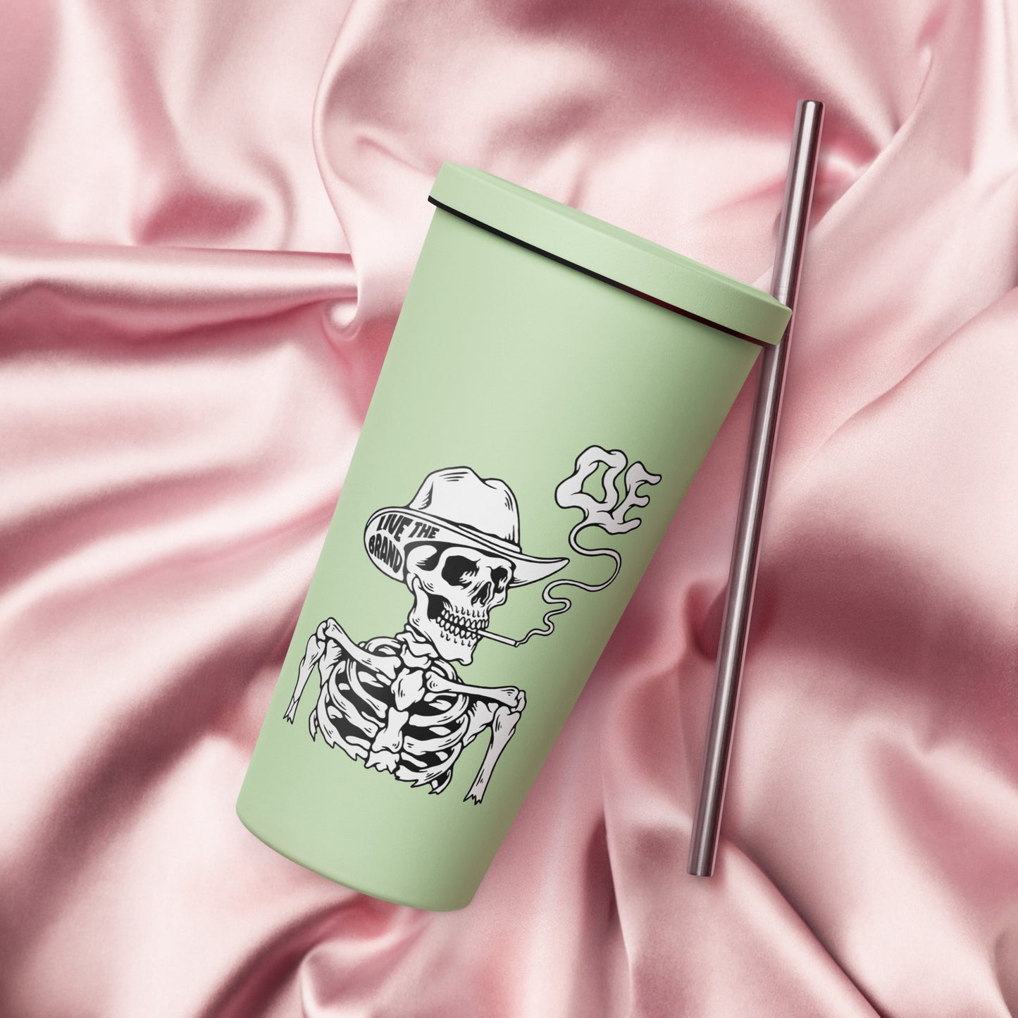 Insulated Branded OE tumbler with a straw