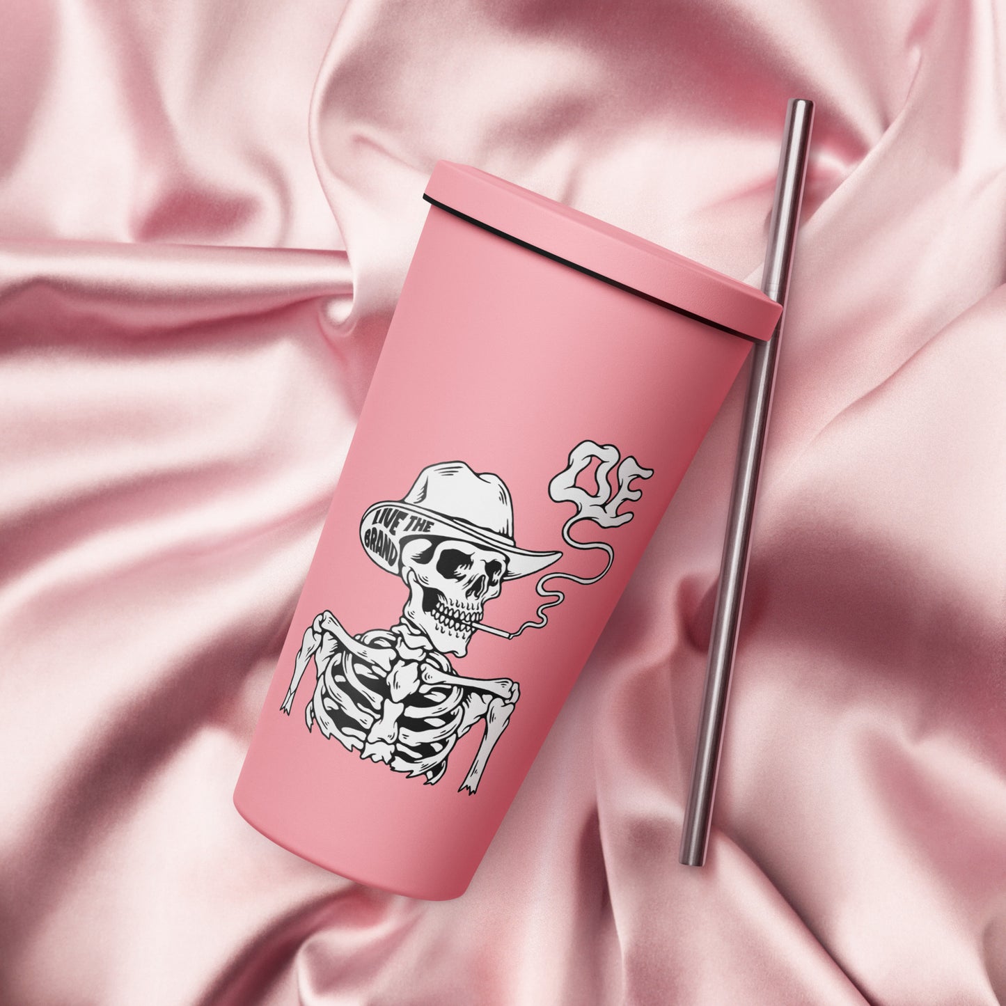 Insulated Branded OE tumbler with a straw