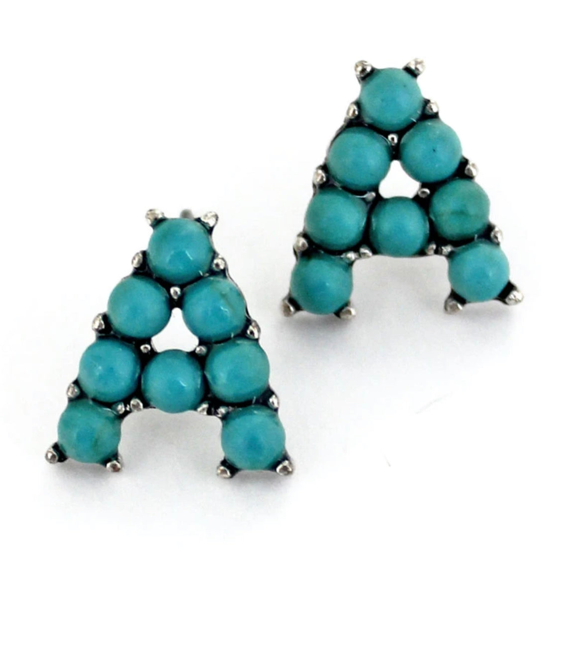 Turquoise Letter ‘A’ Earrings