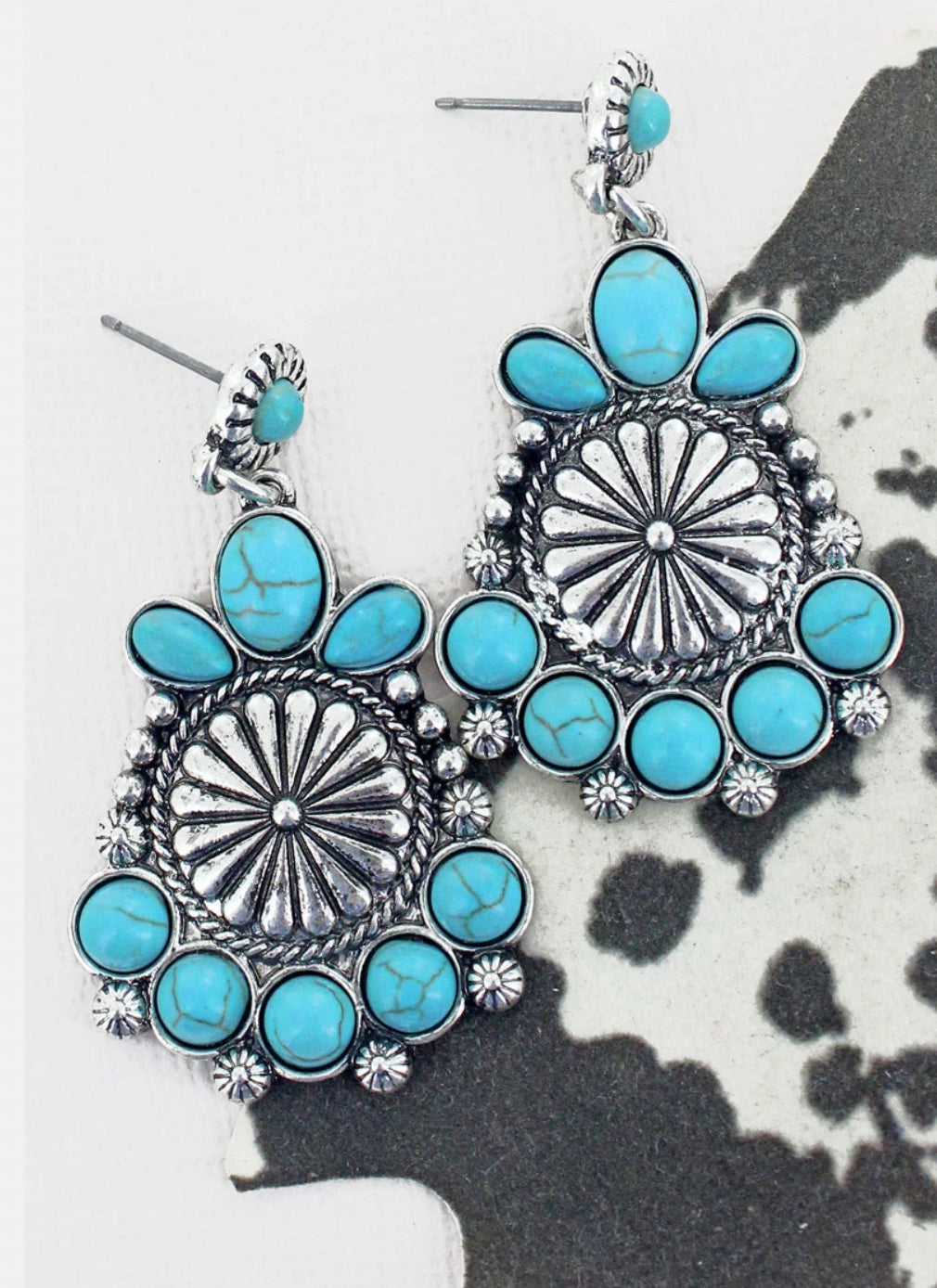 Turquoise and Patina Crestline Circle Earrings