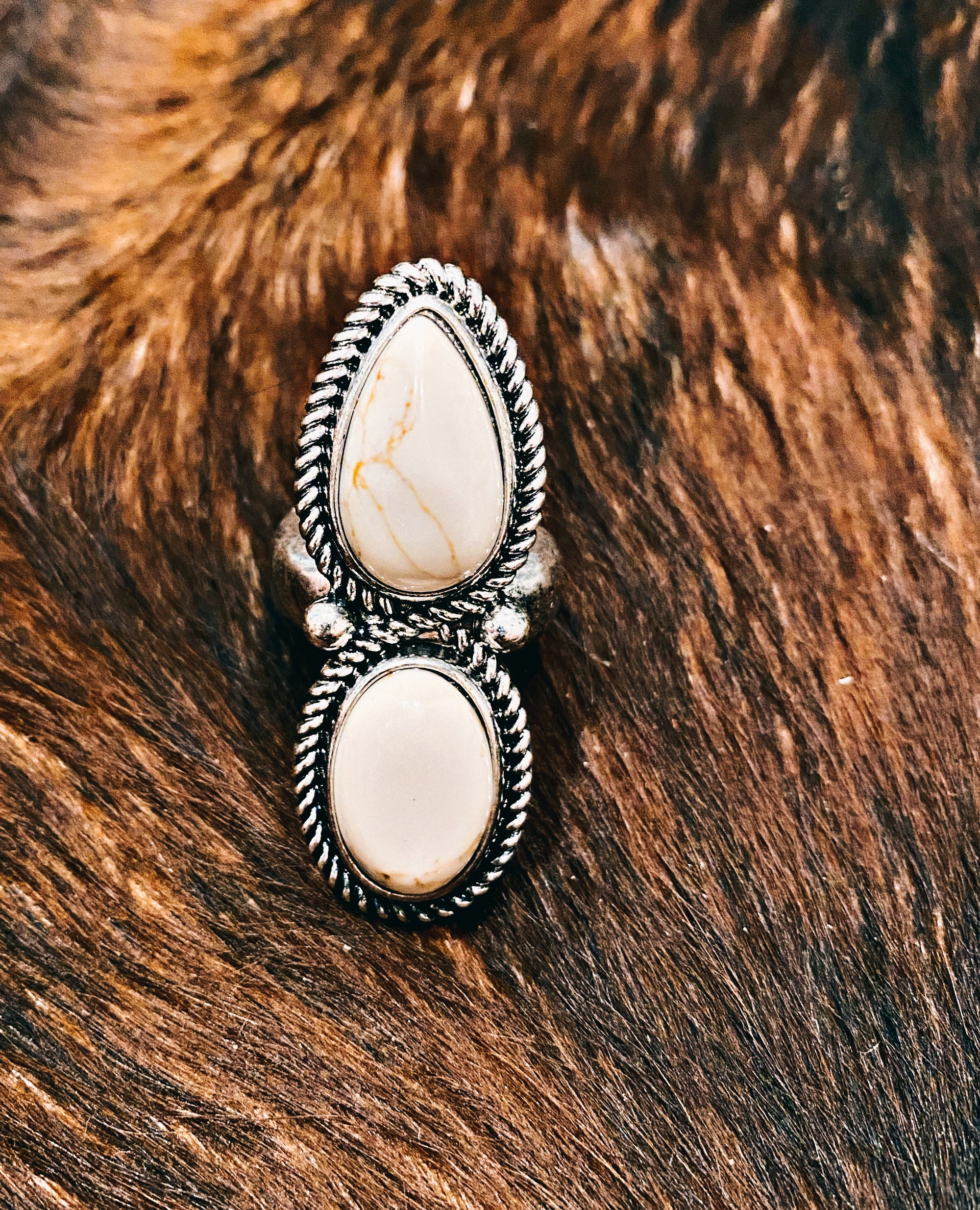 Hidden hills natural dual stone ring