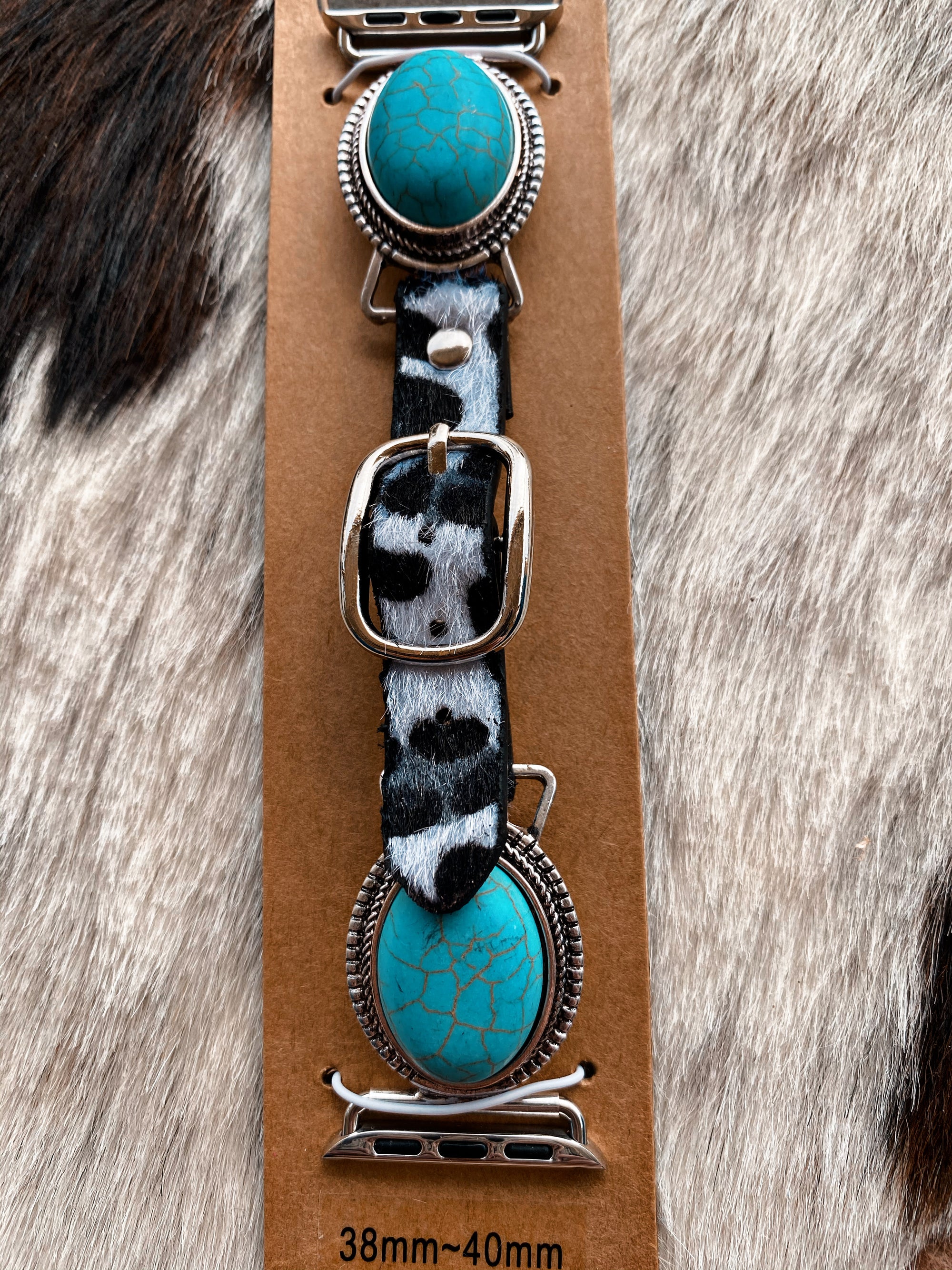 Turquoise Oval Cow Adjustable Band