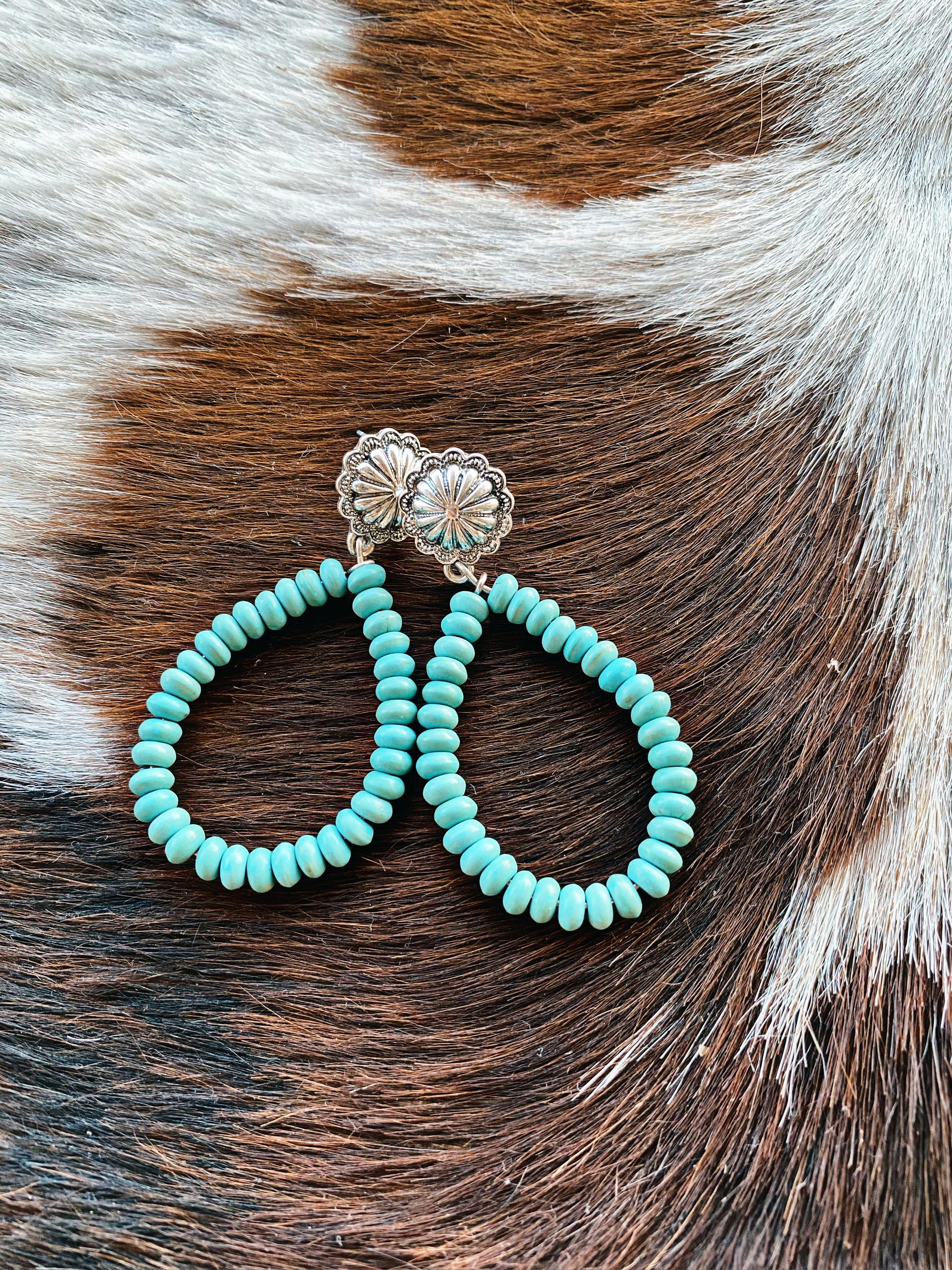 Turquoise Beaded Hoop Earrings