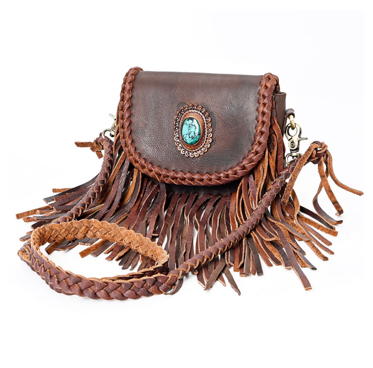 Leather Fringe Small Crossbody Purse