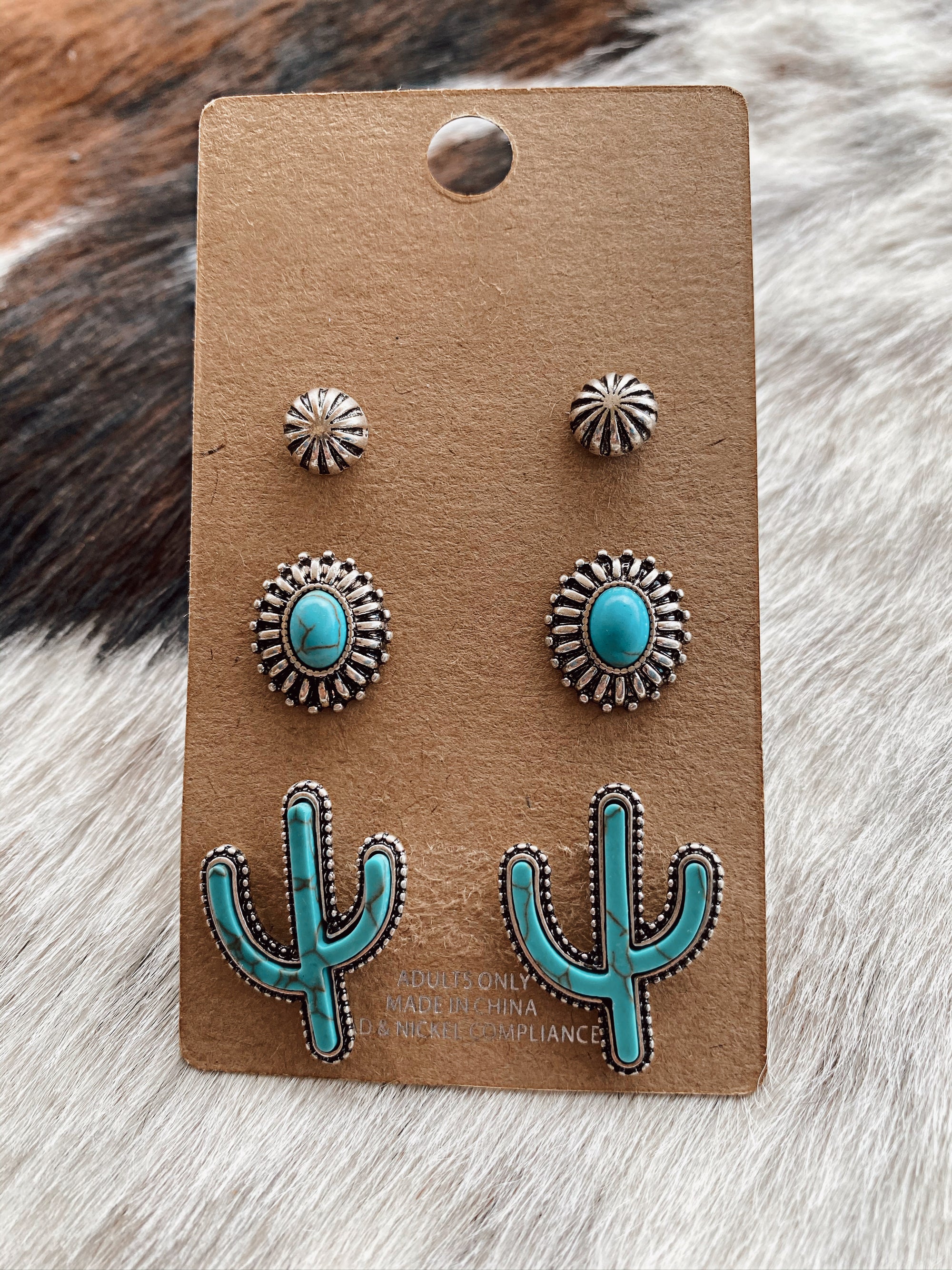 Turquoise Arizona Cactus Earring Set