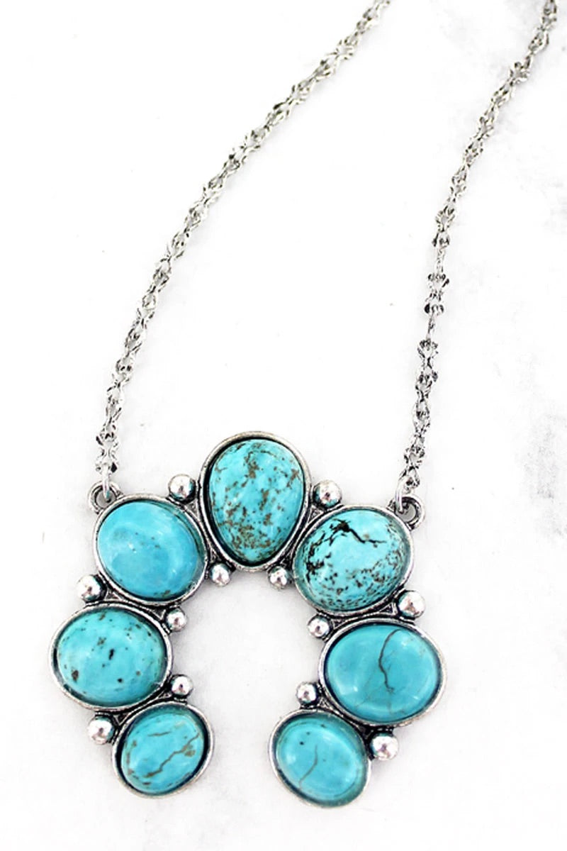 Turquoise Rowena Squash Blossom Necklace