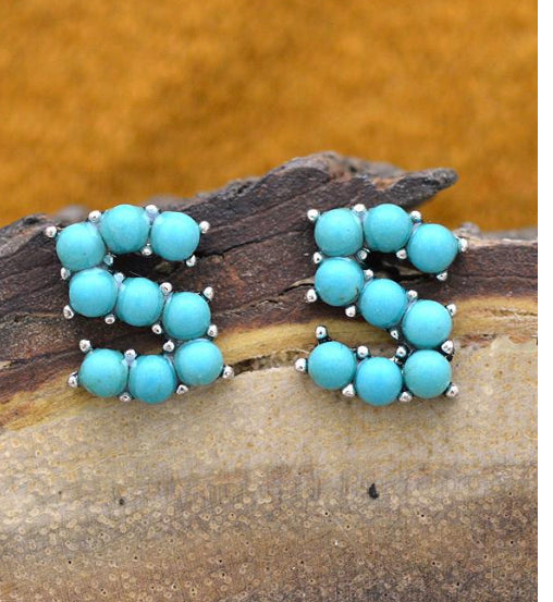 Turquoise Initial S Post Earrings