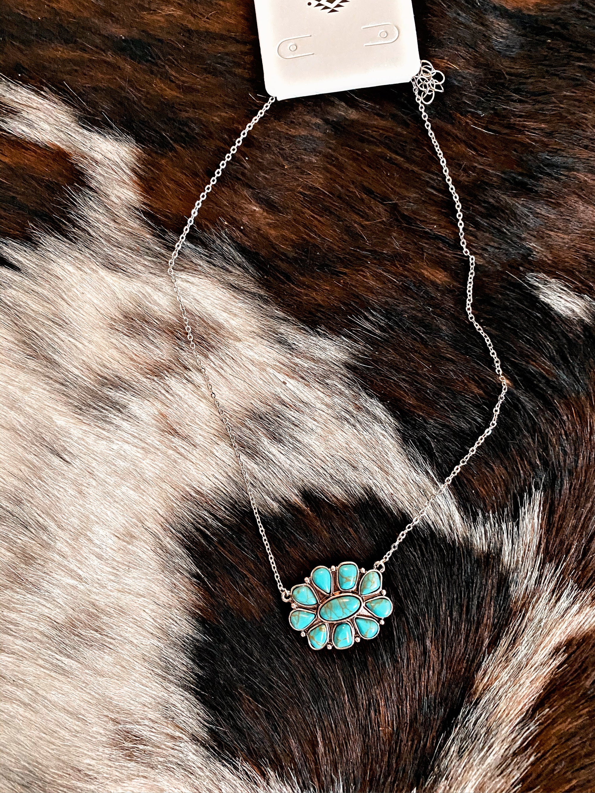 San Angelo Turquoise Beaded Silvertone Necklace