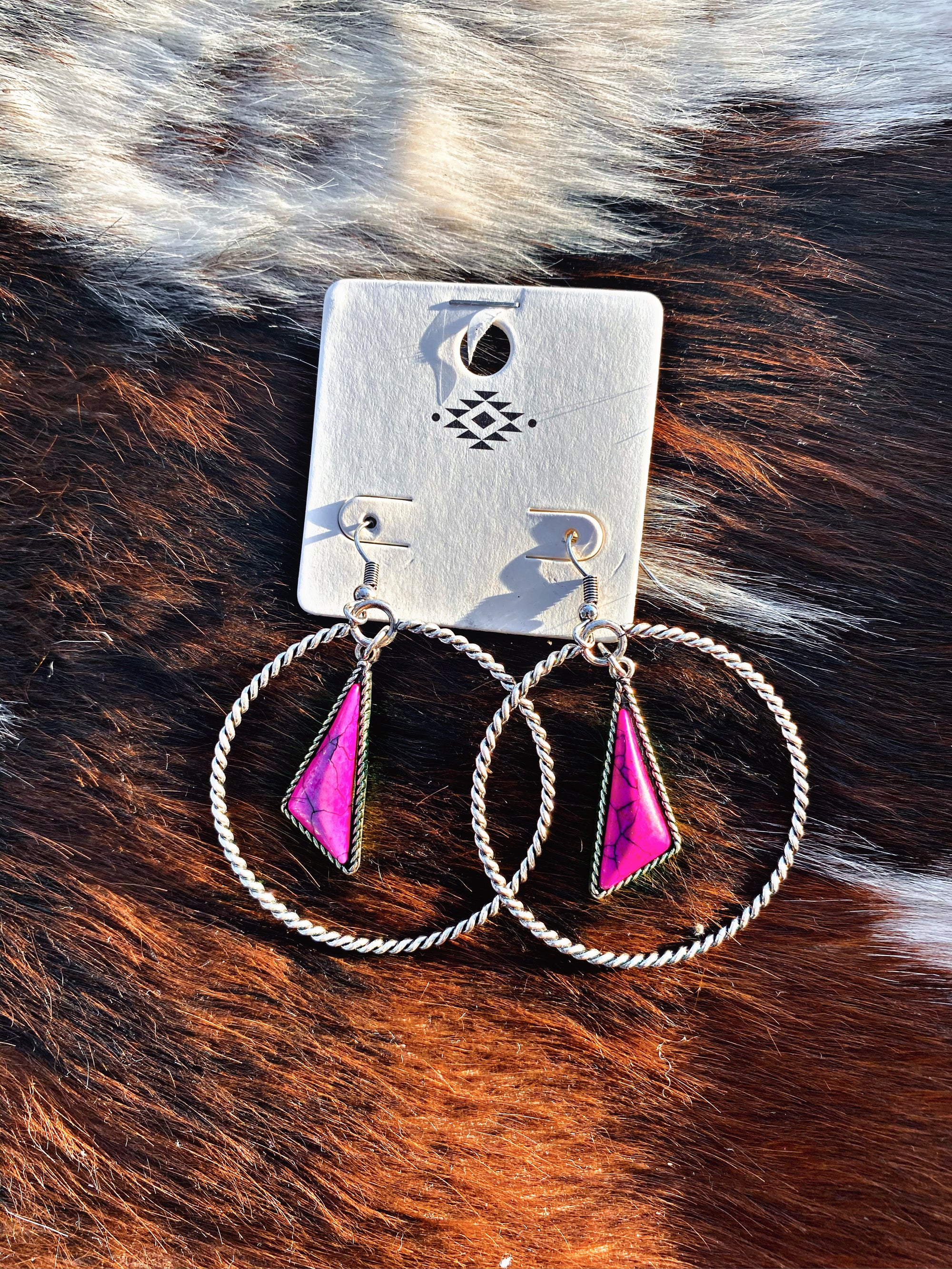 western-pink-hoop-earrings