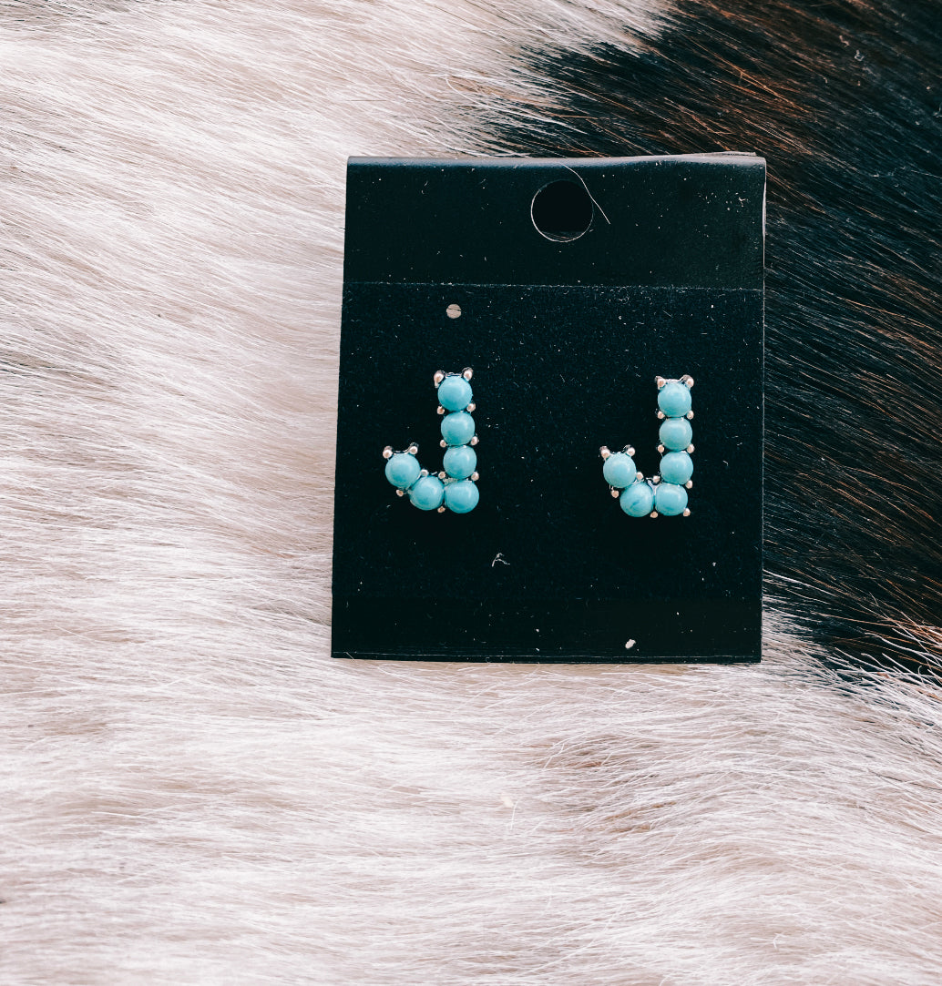 ‘J’ Turquoise Initial earring set
