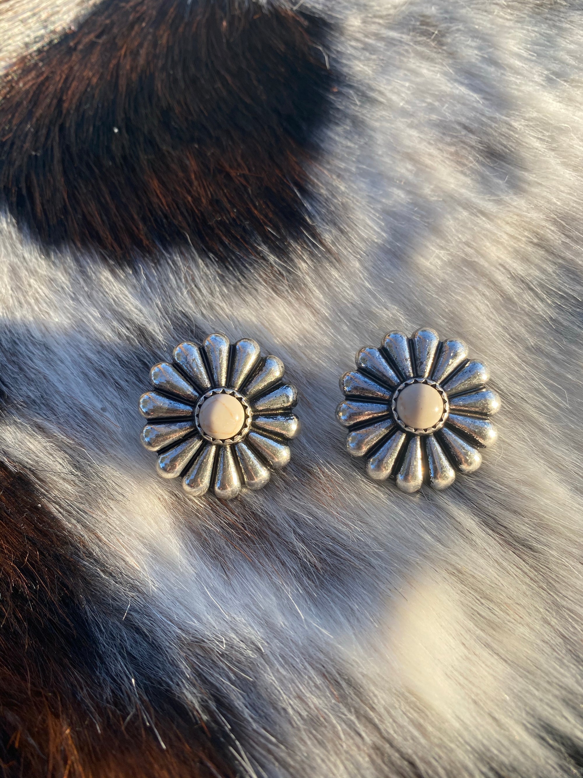 Western Concho Flower post earrings