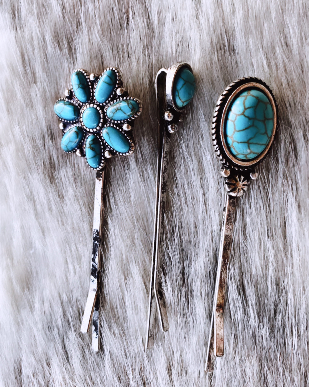 Turquoise hair clips 3 piece set