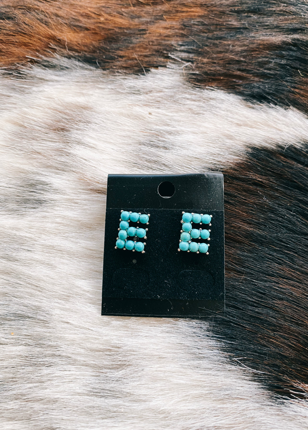 ‘E’ Turquoise initial Earring set