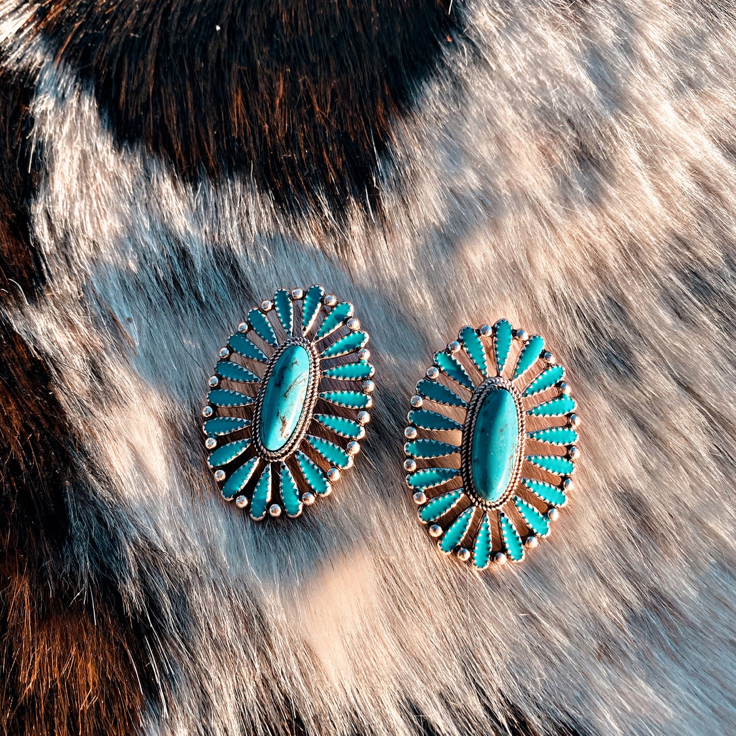 Oval Turquoise post Earrings