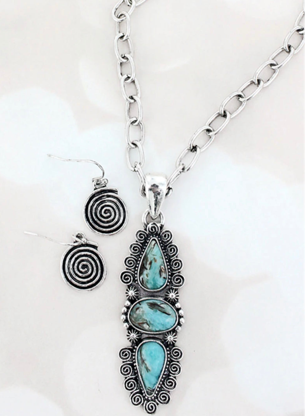 Turquoise Sunspirit Point Necklace and Earring Set