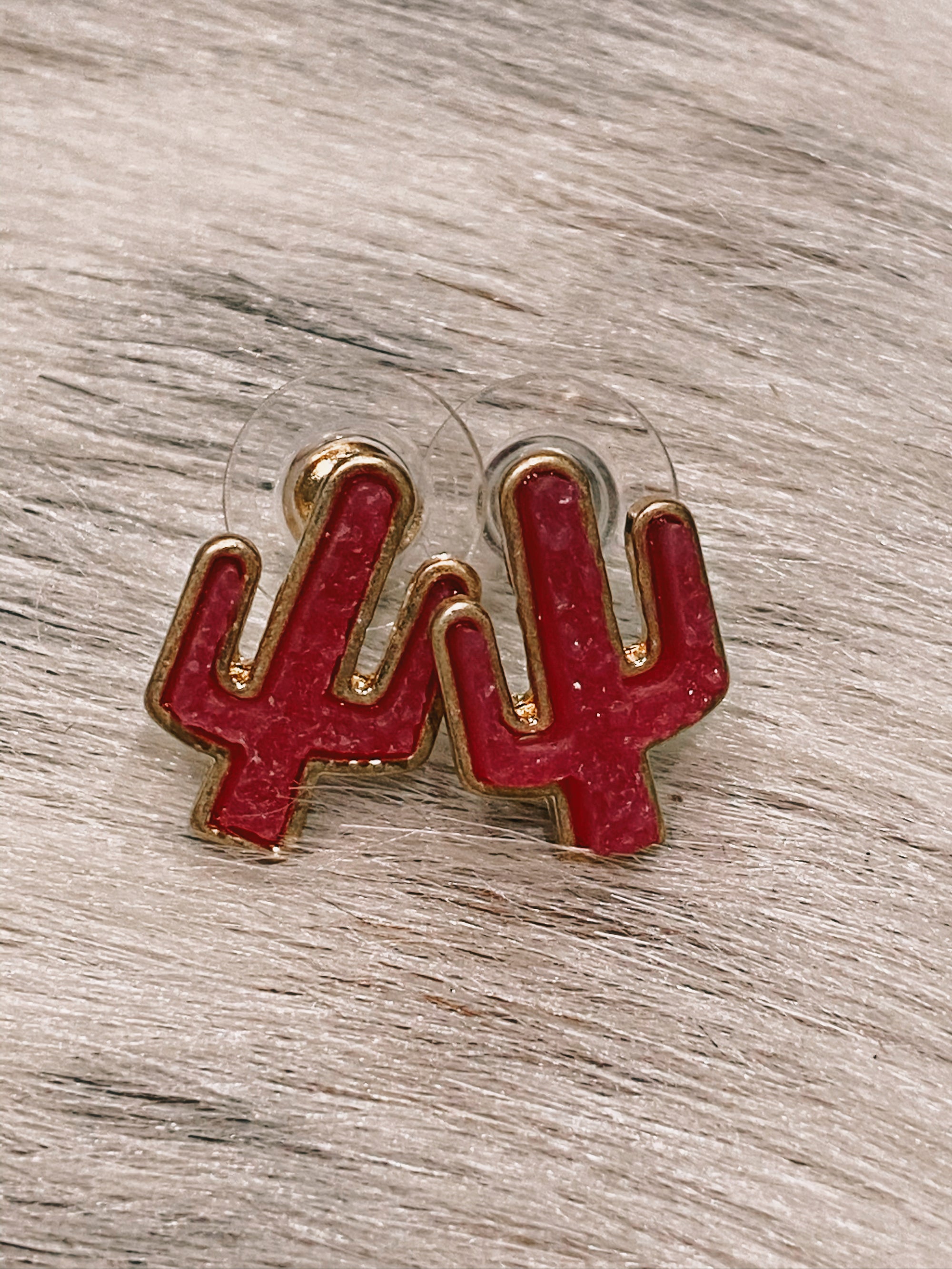 Mini Pink cactus stud earrings