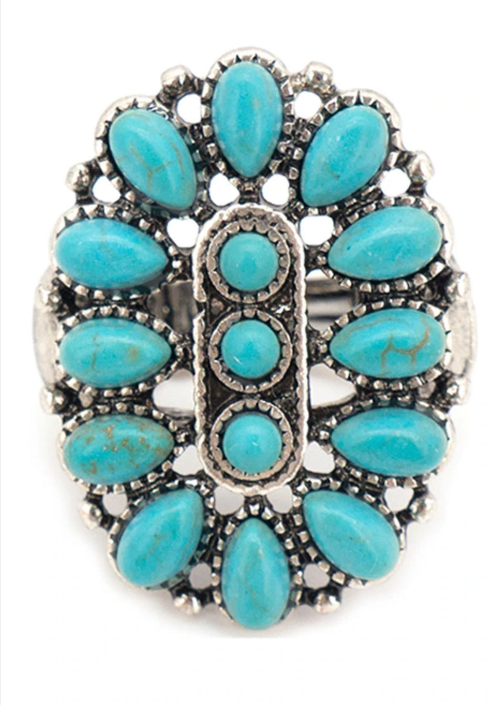 SARATOGA SPRINGS TURQUOISE BEADED CONCHO RING